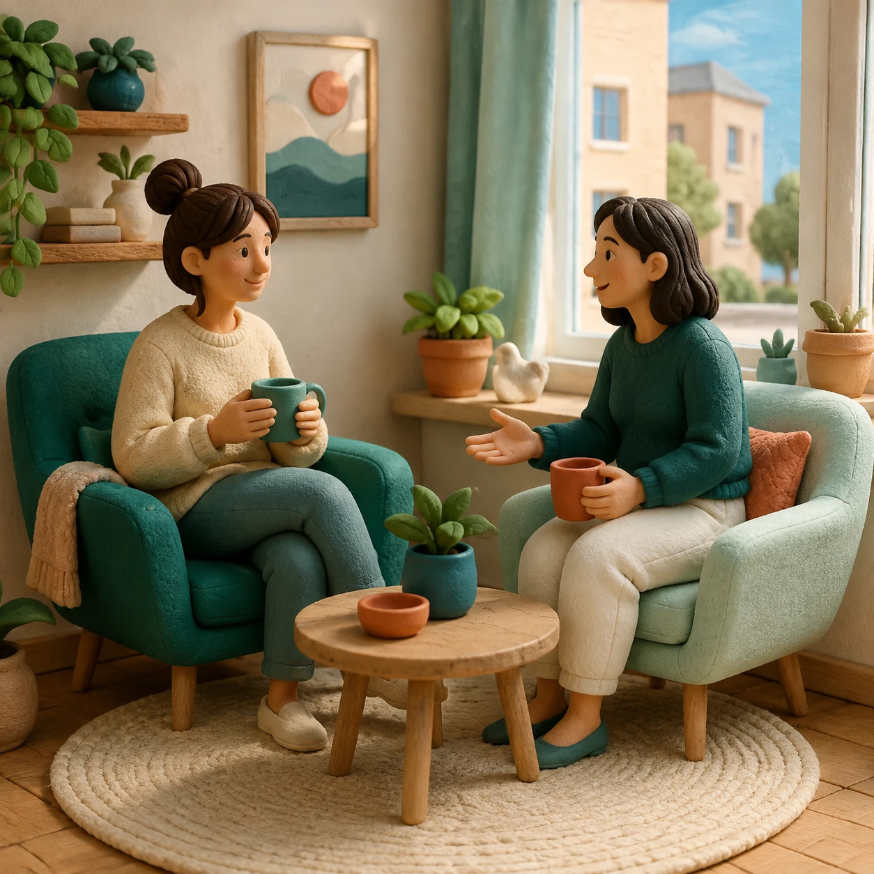 Comfortable chairs facing one another